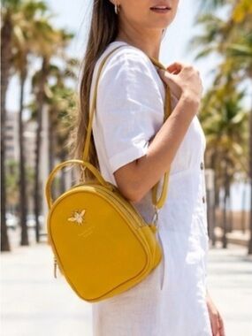 Aluda Piju Yellow Mini Crossbody Bag Gold Bee Accen